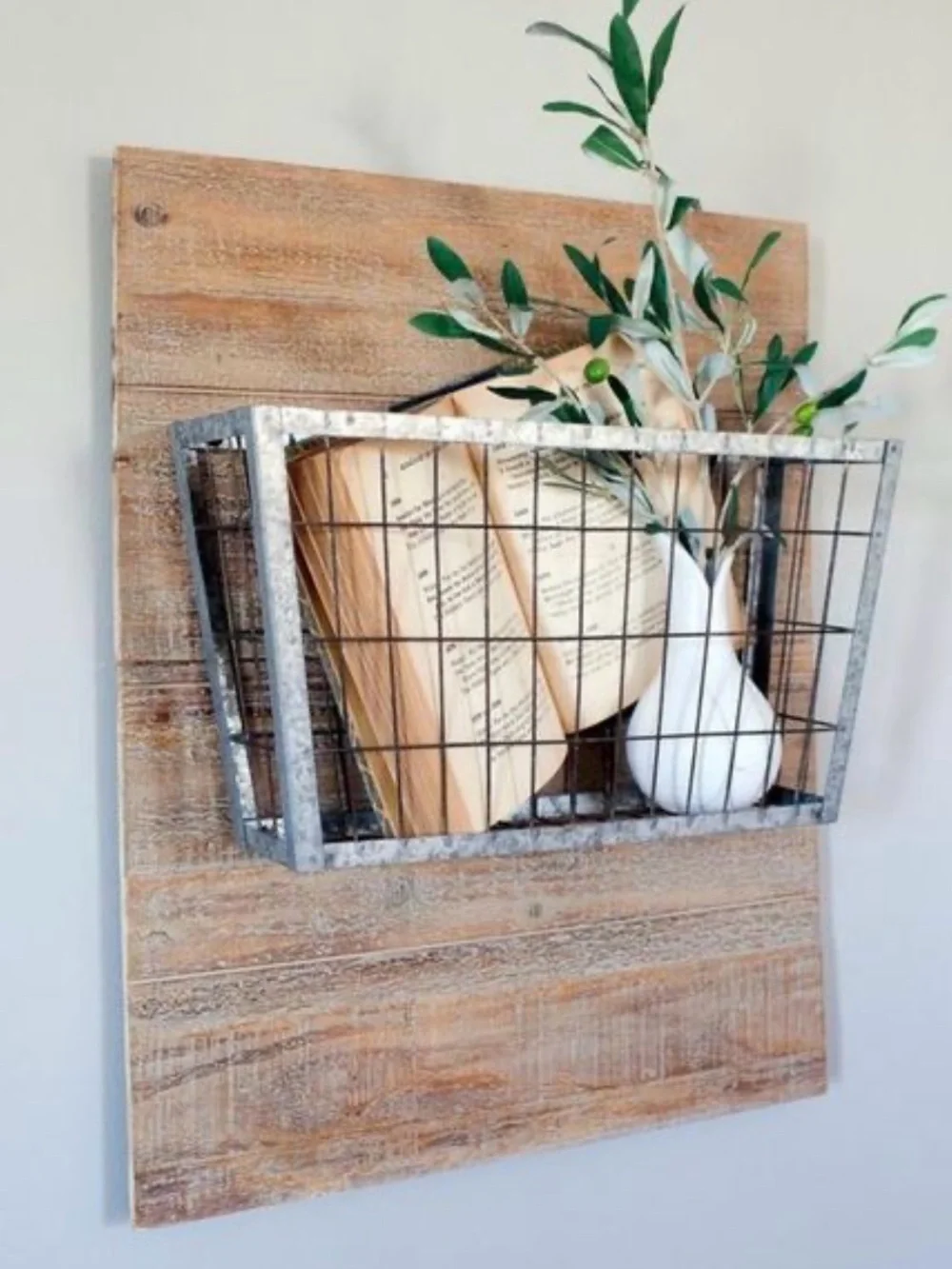 Magnolia Rustic Wall-Mounted Wire Basket Shelf